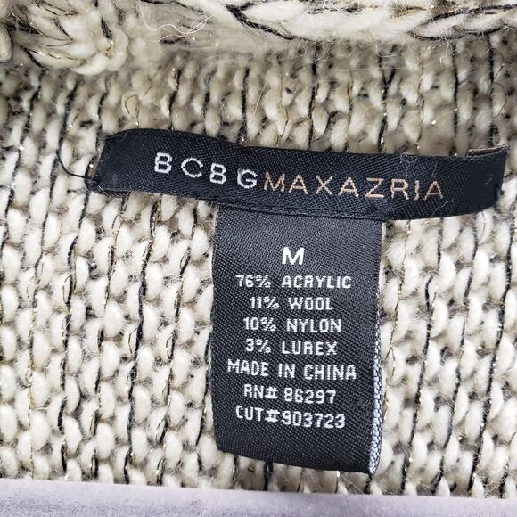 BCBGMAXAZRIA Women's Knit Wool Blend Metallic Open Cardigan Medium - Picture 8 of 12